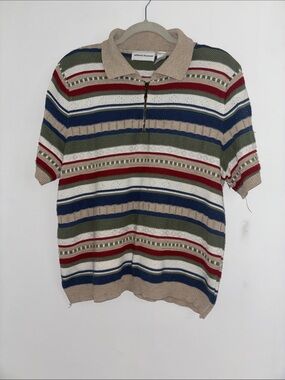 Alfred Dunner Short-Sleeve Zip Polo in Beige, Olive, Navy, Red, White